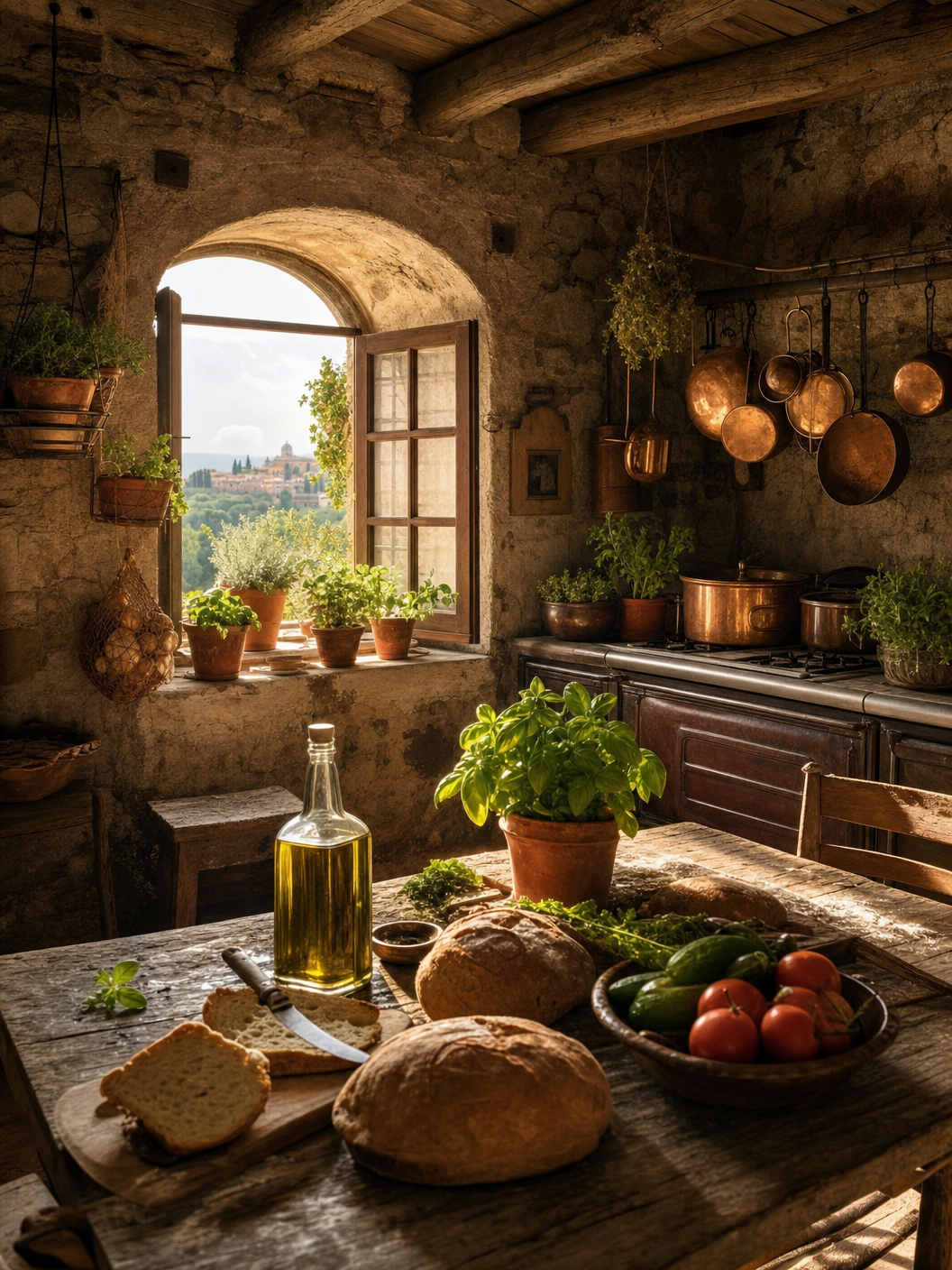 A kitchen with a view